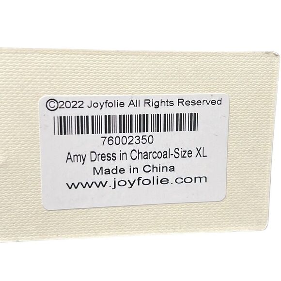 Joyfolie Dress Size XL Velvet Velour Charcoal Handkerchief Neck Cinched Side NEW - Picture 10 of 10